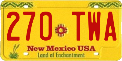 NM license plate 270TWA