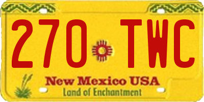 NM license plate 270TWC