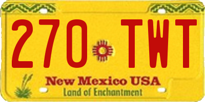 NM license plate 270TWT