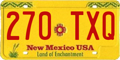 NM license plate 270TXQ