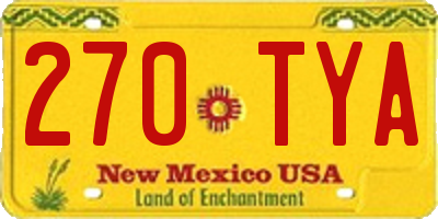 NM license plate 270TYA