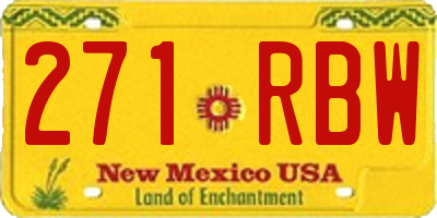 NM license plate 271RBW