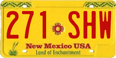 NM license plate 271SHW