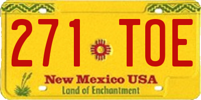 NM license plate 271TOE