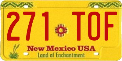 NM license plate 271TOF
