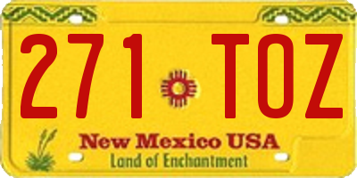 NM license plate 271TOZ