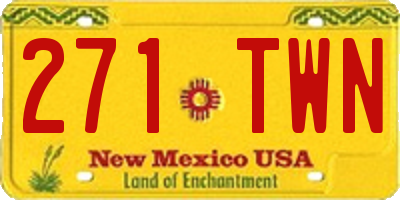 NM license plate 271TWN
