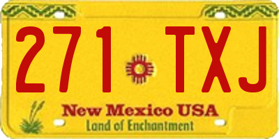 NM license plate 271TXJ
