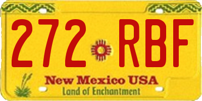 NM license plate 272RBF