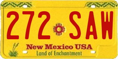 NM license plate 272SAW