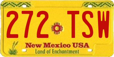 NM license plate 272TSW