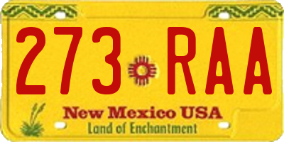 NM license plate 273RAA