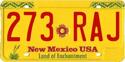 NM license plate 273RAJ