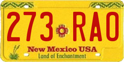 NM license plate 273RAO