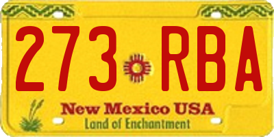 NM license plate 273RBA