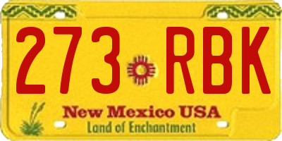 NM license plate 273RBK