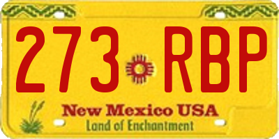 NM license plate 273RBP