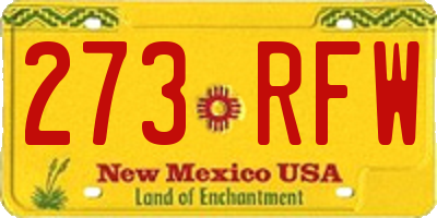 NM license plate 273RFW
