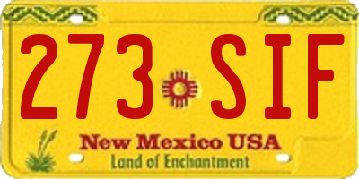 NM license plate 273SIF