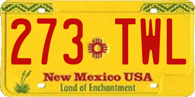 NM license plate 273TWL