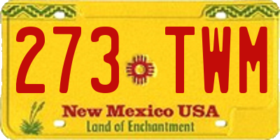 NM license plate 273TWM
