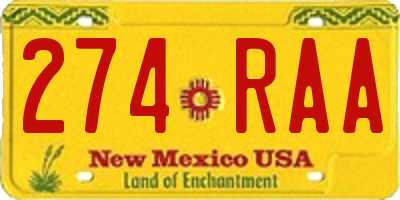 NM license plate 274RAA