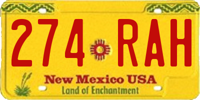 NM license plate 274RAH