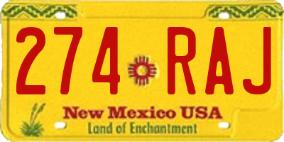 NM license plate 274RAJ