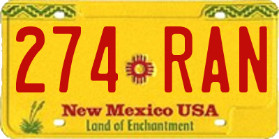 NM license plate 274RAN