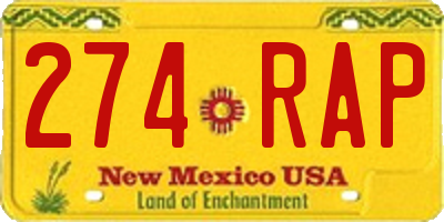 NM license plate 274RAP