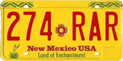 NM license plate 274RAR
