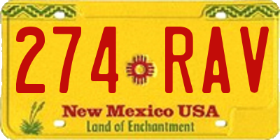 NM license plate 274RAV