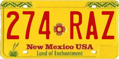 NM license plate 274RAZ