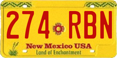 NM license plate 274RBN