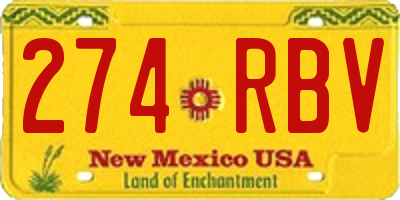 NM license plate 274RBV