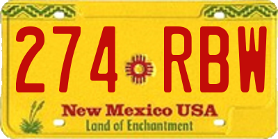NM license plate 274RBW