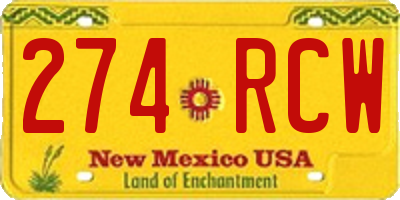 NM license plate 274RCW