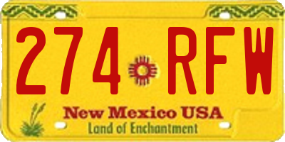 NM license plate 274RFW