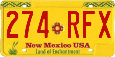 NM license plate 274RFX