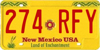 NM license plate 274RFY