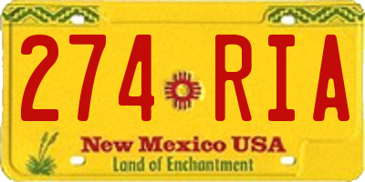 NM license plate 274RIA