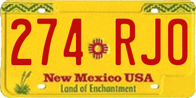 NM license plate 274RJO