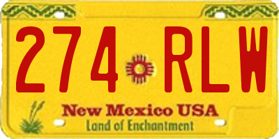 NM license plate 274RLW
