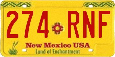NM license plate 274RNF