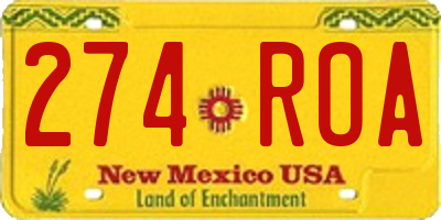 NM license plate 274ROA