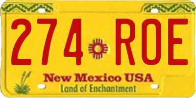 NM license plate 274ROE