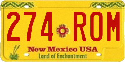 NM license plate 274ROM