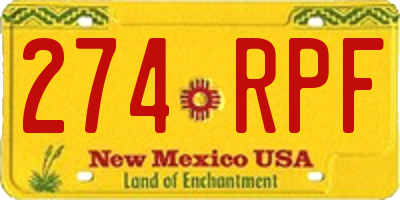 NM license plate 274RPF