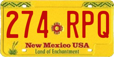 NM license plate 274RPQ