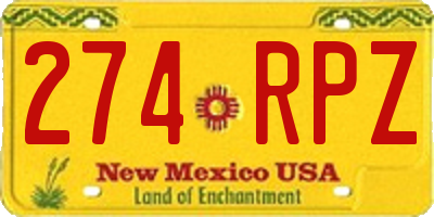 NM license plate 274RPZ